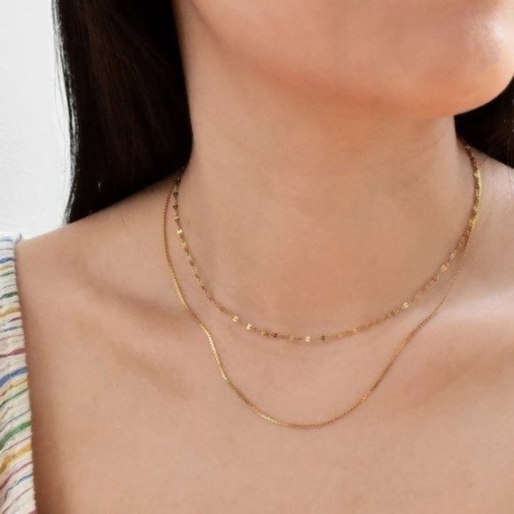 Dainty Gold Sparkle Chain Waterproof Sparkly Gold Necklace Layering Necklace - Picture 10 of 12